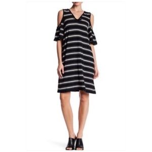 Max Studio Striped Cold Shoulder Dress